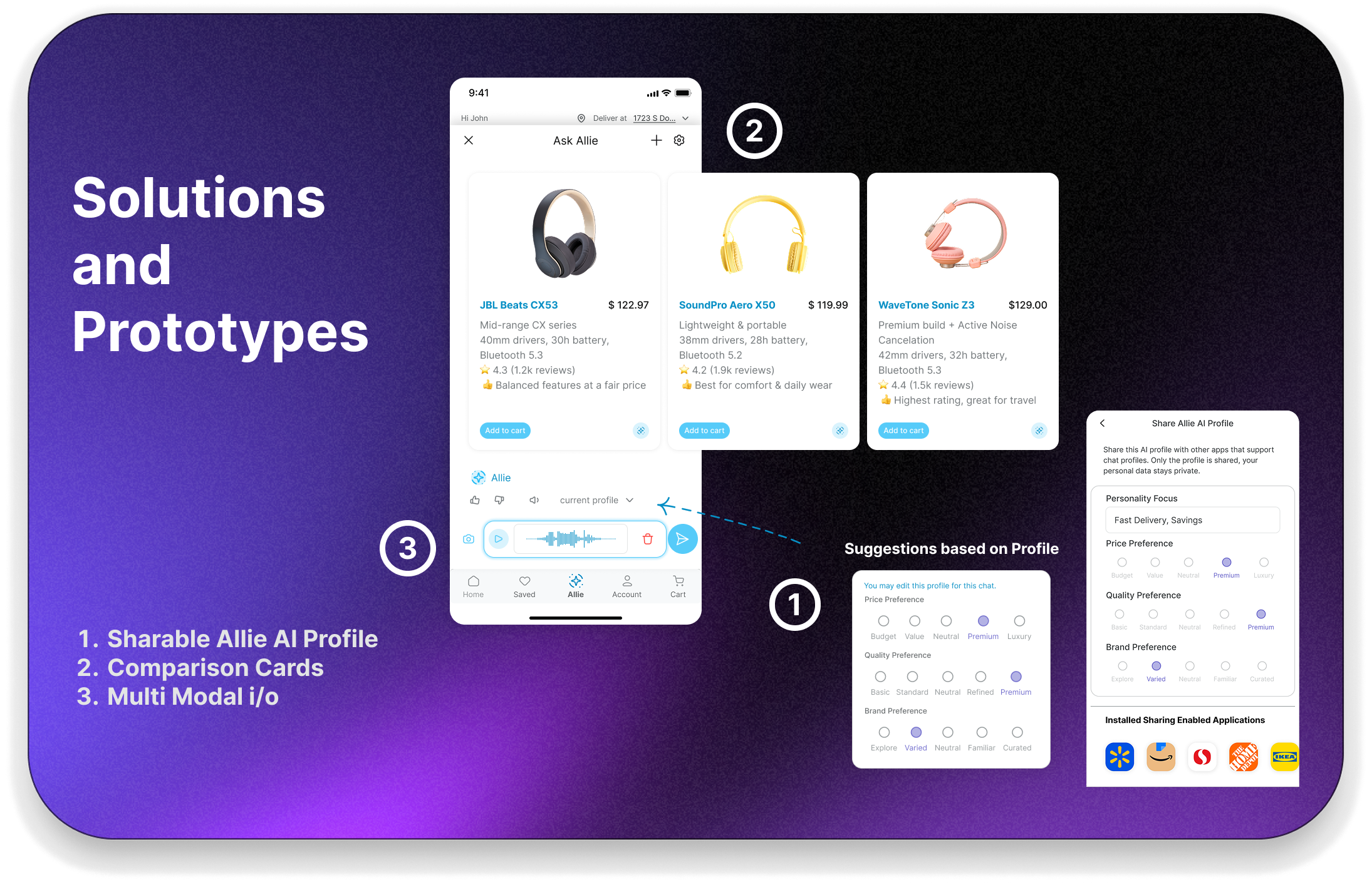 Allie Solutions - Customizable sharable AI proile and Enhanced UI.