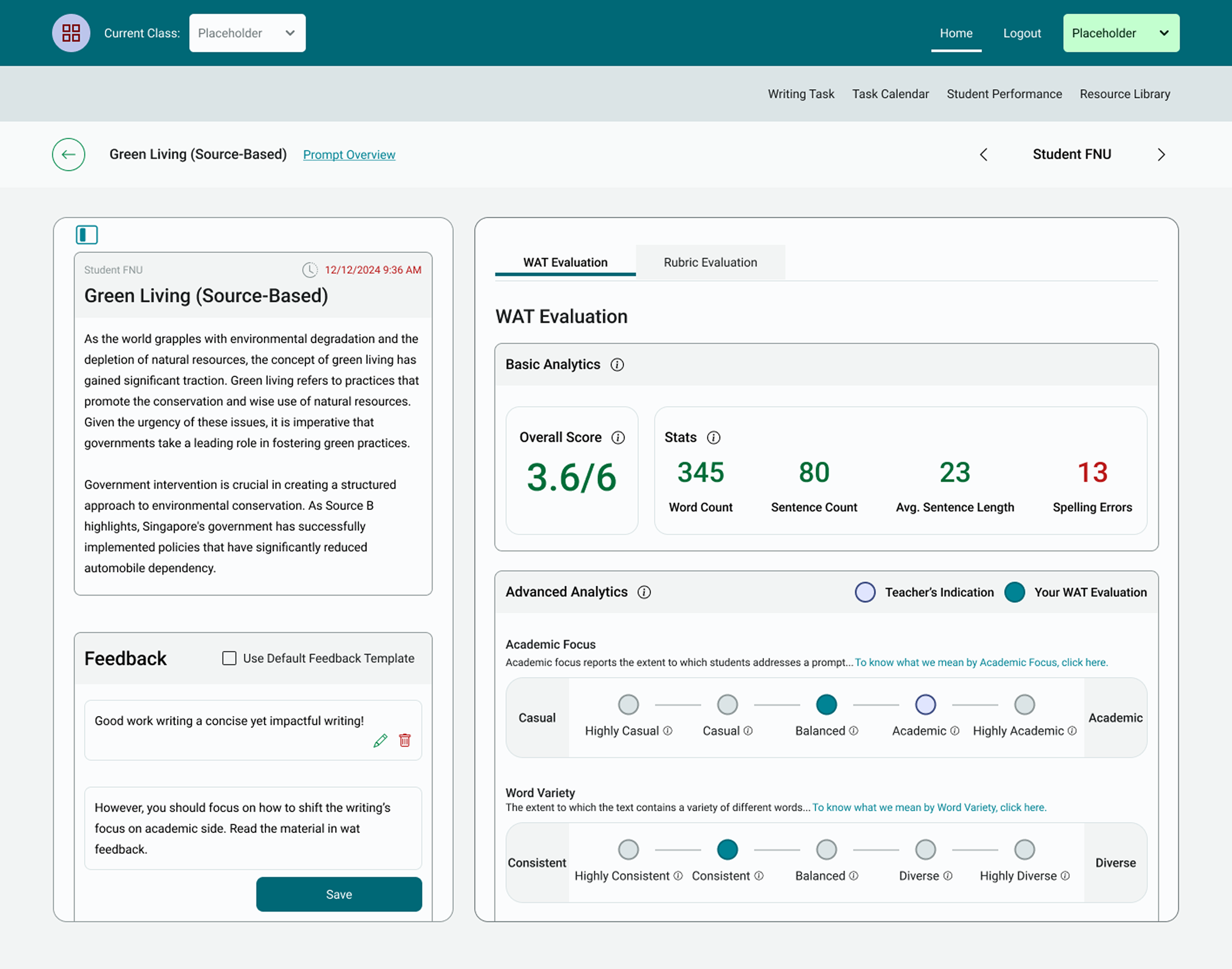 WAT Feedback Interface